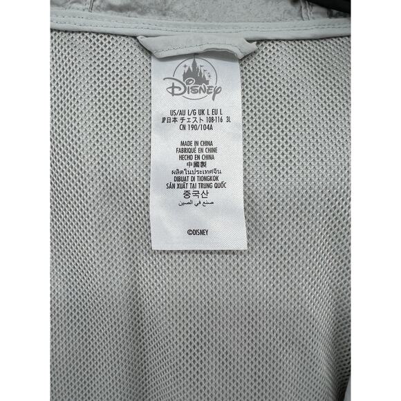 Disneyland Resort Windbreaker Jacket L Gray Blue Castle Graphic Hooded Zip Up - Picture 6 of 10